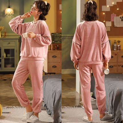 fuzzy pajama set winter long sleeve